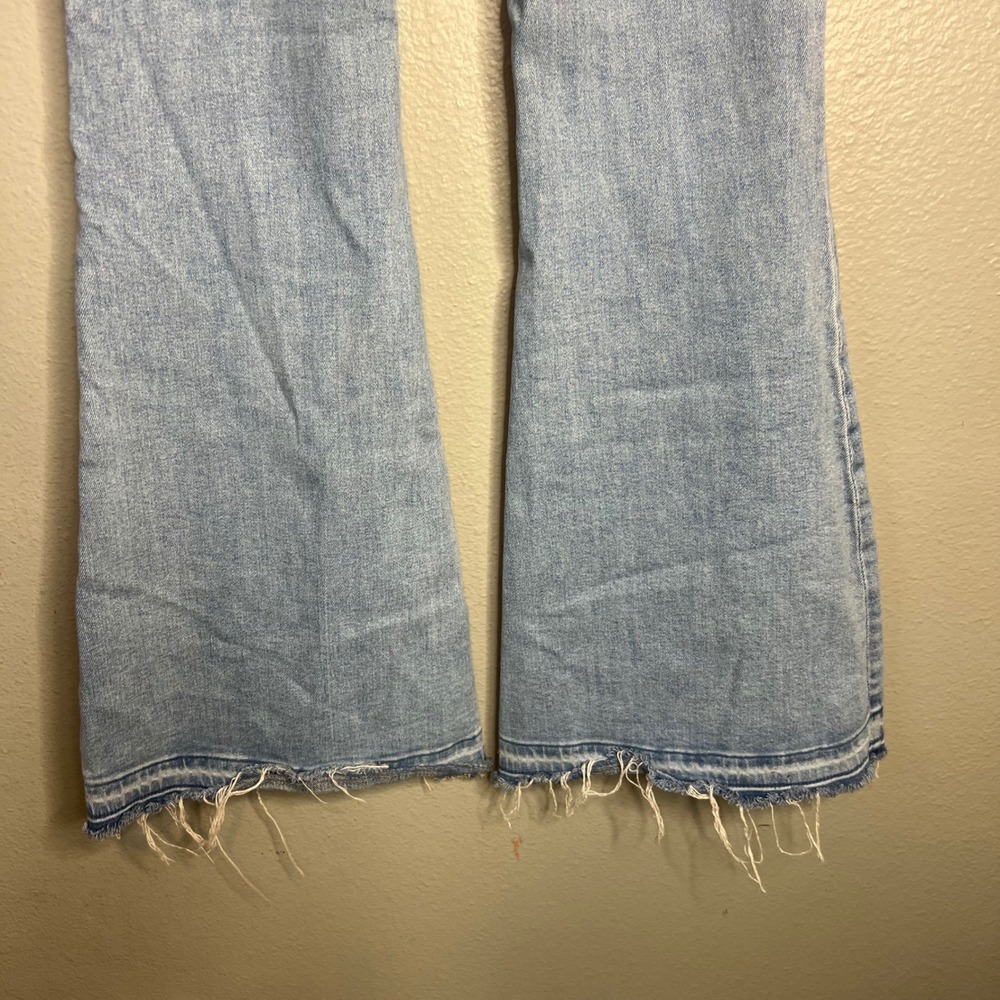 Vervet High Rise Flare Jeans Sz 28 Light Wash Raw Hem Button Fly Boho Festival - Picture 9 of 10